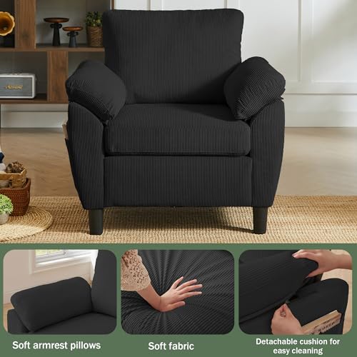 Image of 3 Pieces Sofa Set for Living Room with Sofa, Storage Ottoman and Single Chair