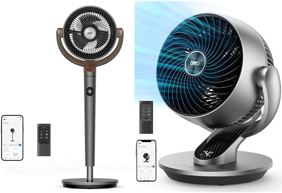 Dreo Bedroom Pedestal Fan and Smart Air Circulator Fan with Remote Control, Oscillation, Multiple Modes and Speeds