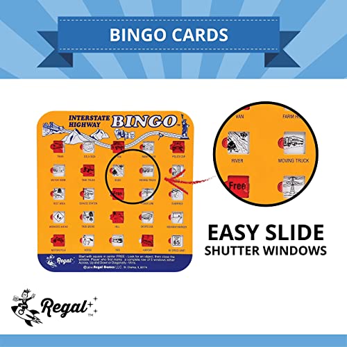 regal games finger-tip shutter bingo cards with sliding windows - interstate bingo amp auto bingo game - assorted colors travel bingo game set kids - reusable no chips amp daubers needed - 4 packs