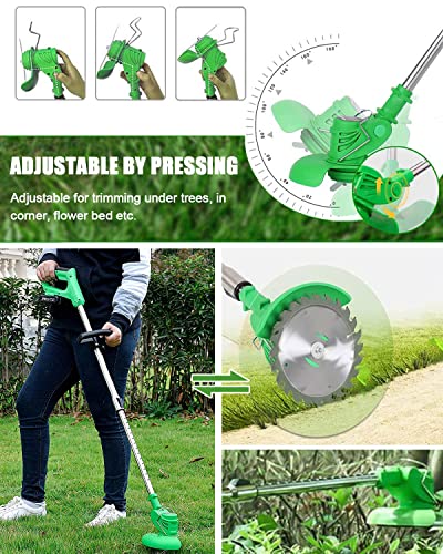 Cordless Weed Wacker Battery Powered 3 Types Weed Whacker Blades With 2 Pcs 4.0Ah Weed Eater Battery Powered 21V Electric String Trimmer Electric Weed Wacker For Lawn Care And Yard Work #TOP4