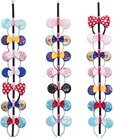 Gocasmus 3Pcs Mouse Ears Headband Holder Hanging Headband Organizer Bow Headpiece Hair Accessories Vertical Headband Holder Wall Display Decor