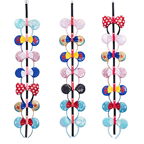 Gocasmus 3 Pcs Mouse Ears Headband Holder Hanging Headband Organizer Bow Headpiece Hair Accessories Vertical Headband Holder Wall Display Decor