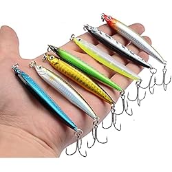 Señuelos De Pesca Para Pintar Nuguri 7 Piezas SeñUelo De Pesca 7cm/10g De Superficie Cebos De Pesca con SeñUelos De Pececillo con Anzuelos Triples Pesca De Agua Dulce En Agua Salada Cebo Duro