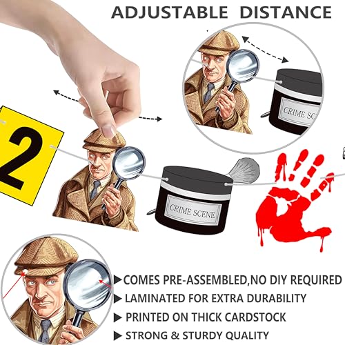 Image of 2pcs Detective Party Banners Detective Birthday Party Decorations Detective Theme Banners for Top Secret Spy Mystery Theme Party Baby Shower Supplies