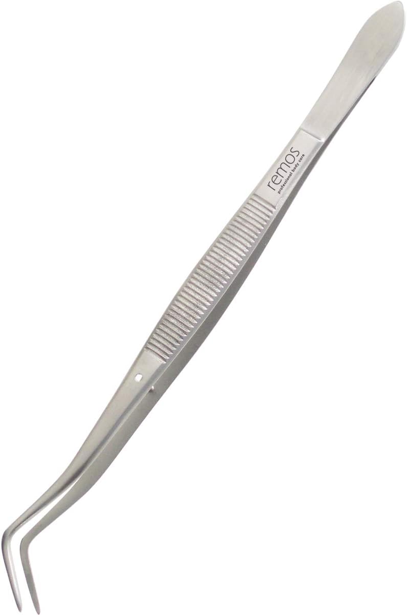 remos professional body care tweezers smooth gripping area, curved, length 16 cm