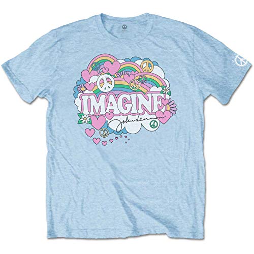 John Lennon Imagine Peace Hearts The Beatles Officiel T-Shirt Hommes Unisexe - Les Beatles, Paul McCartney, John Lennon, RIngo Starr, George Harrison John Lennon Imagine Peace Hearts The Beatles Officiel T-Shirt Hommes Unisexe