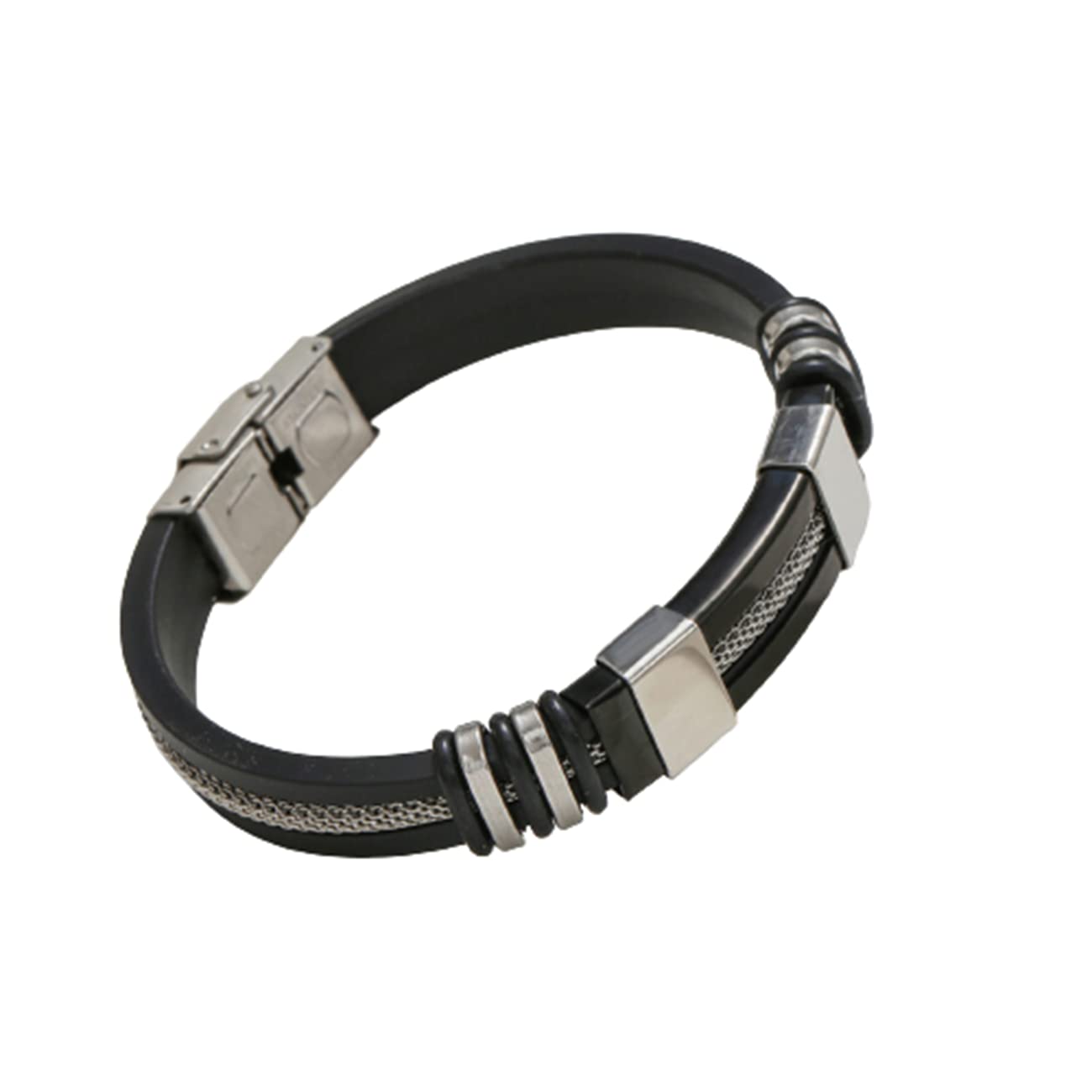 Pulseras para Hombres Pulseras para Mujeres Pulseras de Acero Inoxidable Pulseras de Mezcla y combinación de Silicona de Moda Retro Color Acero