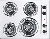 Summit Appliance WEL03 24" Wide 220V Electric Cooktop in White Finish Fits Popular Cutout Size with