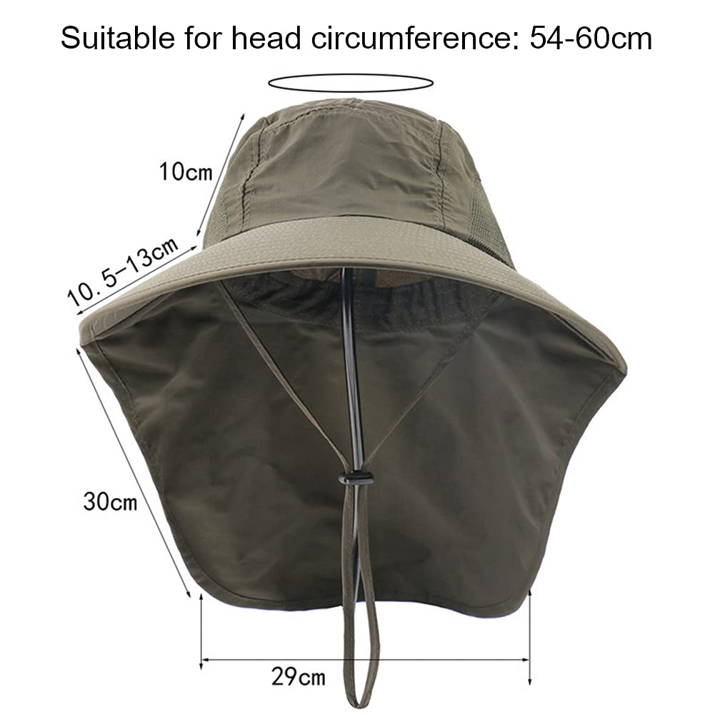 Chapeau de Soleil, pour Pêche Chasse,Camping Chapeaux de Soleil Homme Femme, Casquette Anti UV Large Bord, UPF 50+ Protection d'été Casquette UV réglable Chapeau de Soleil Respirant