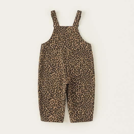 12Months-6Years Baby Girls Boys Leopard Overalls Toddler Print Bib Pants Kids Jeans Jumpsuit