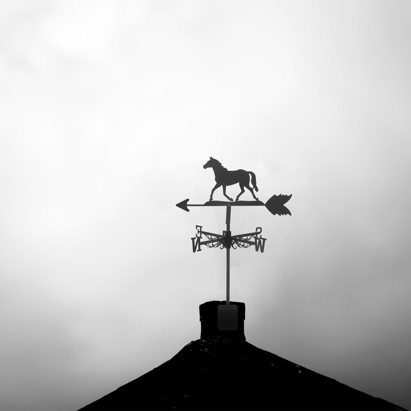 Girouette Cheval en Fer Noir pour Décoration de Jardin Piquet Métallique Rétro, Installation Facile pour Indicateur de Direction du Vent en Extérieur