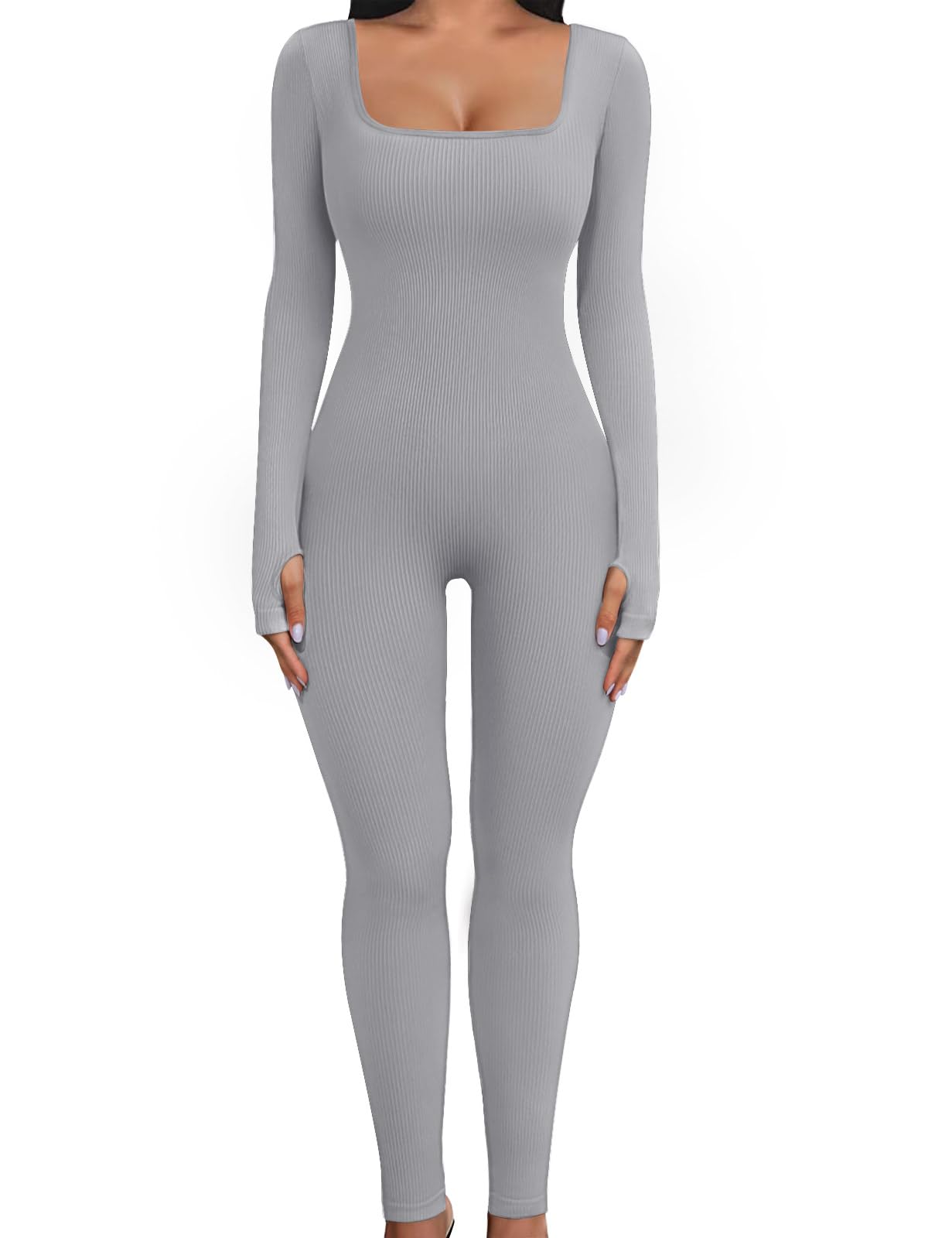 UMIPUBO Tuta Intera Donna Yoga Jumpsuit Sportiva Manica Lunga Tuta Intera Scollo U Completo Tinta Unica One Piece Palestra Leggings Slims Abbigliamento Moda Elastico Rompers Clubwear