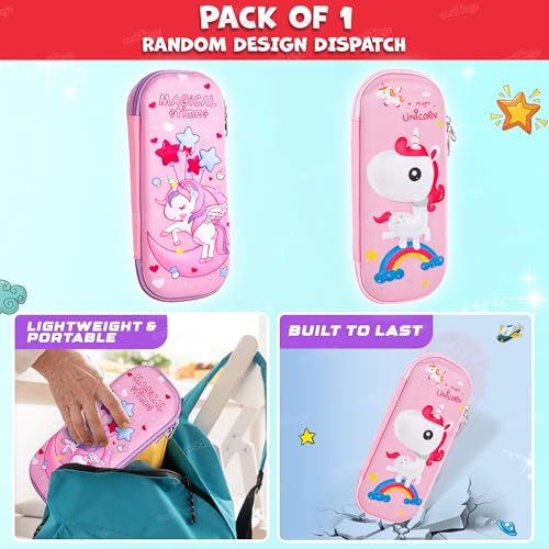 Image of Zest 4 Toyz Unicorn Pencil Case for Kids Pencil Pouch Large Capacity Storage Box School Supplies for Girls & Boys -Pink Color