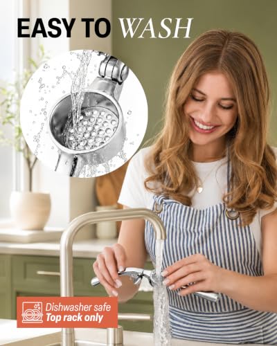 Image of Zulay Kitchen Premium Garlic Press Set - Rust Proof Professional Garlic Mincer Tool - Easy-Squeeze, Easy-Clean with Soft, Ergonomic Handle - Silicone Garlic Peeler & Brush (Chrome)