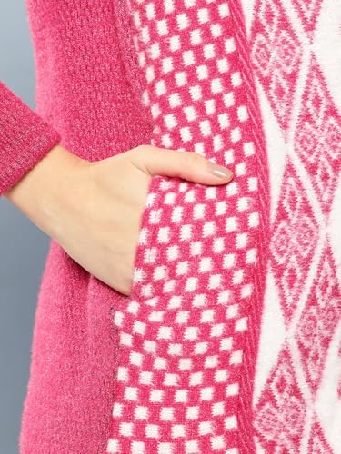 Image of Aarika Womens Winter Wear Maroon Colour Geometric Woolen Cardigan