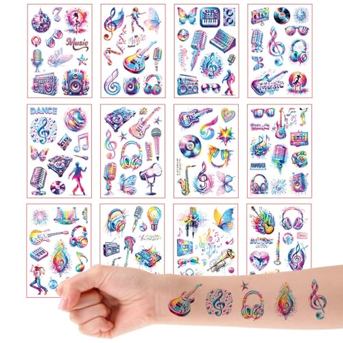 Qpout 12 Notennoten Glitzer Temporäre Tattoos,...