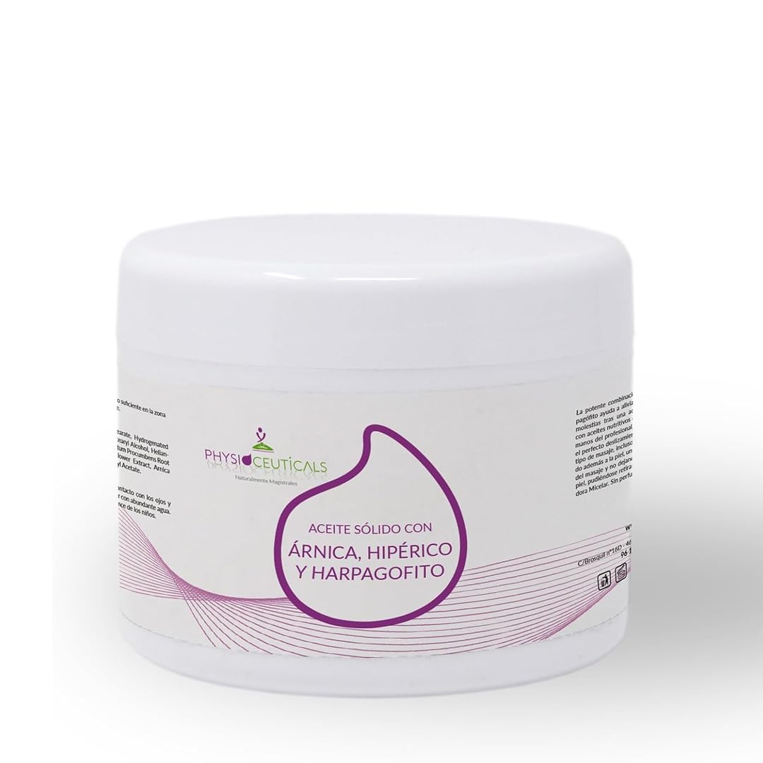Aceite Sólido Masaje Árnica Hipérico Harpagófito 500ml - Uso Profesional Fisioterapia y Quiromasaje - Se Funde al Contacto con la Piel