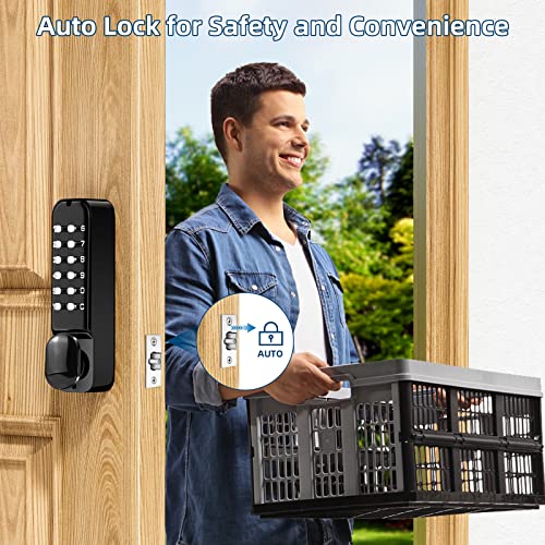 Codace Mechanical Keyless Entry Door Lock With Keypad Door Knob, Double Sided Keypads Door Lock For Front Door Lock Set, Waterproof Gate Lock For Outdoor Fences, Not Deadbolt Lock, Auto Lock (Black) #TOP3