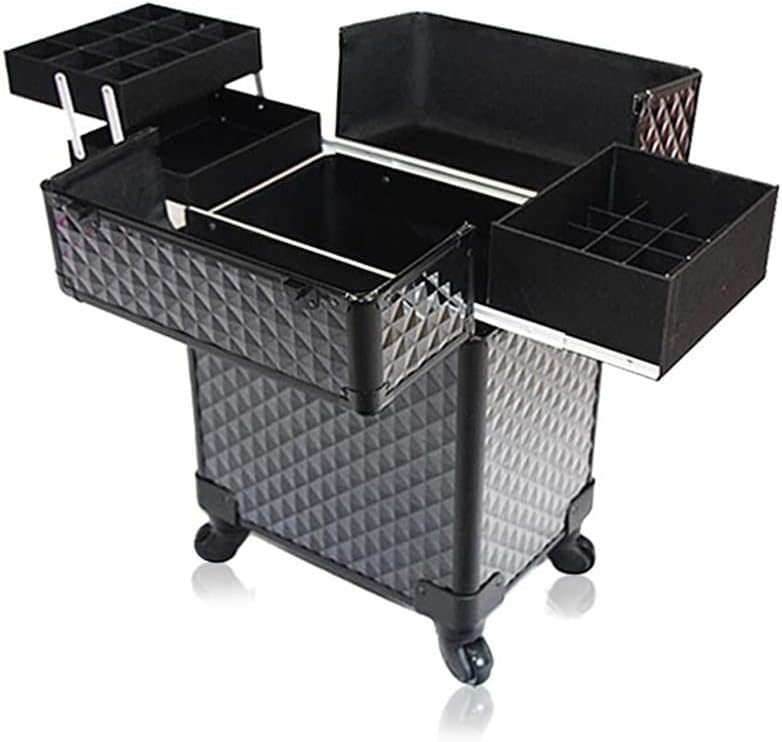 Multifunctional Large-Capacity Wheeled Suitcase, Women's Trolley Cosmetic Case, Travel Cosmetic Bag Trolley Case, 34*24*54cm, Purple