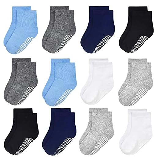 GRPSKCOS Baby Socks 6-12 Months Non Slip 12 Pairs Toddler Boys Girls - Anti Skid Sticky Cotton Socks for 0-5 Years Little Kids Infants (#1 Multicolor-12 Pairs, 6-12 Months)