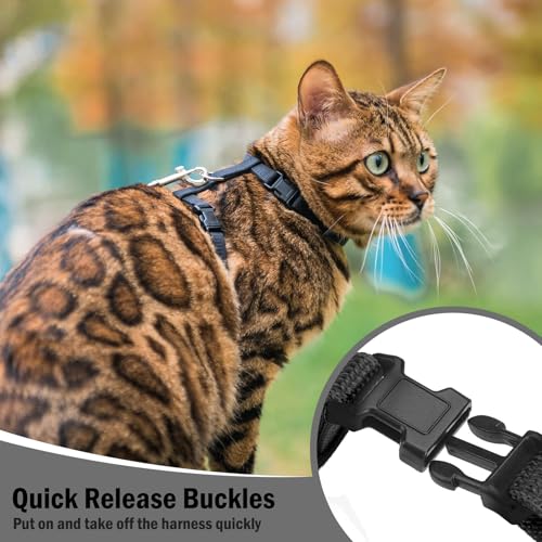 PUPTECK Adjustable Cat Harness and Leash Set Escape Proof Kitten Strap Collar for Walking Travel, Black - Image 4