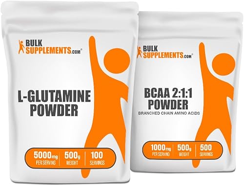 BulkSupplements L-Glutamina 17.64 oz + BCAA 2:1:1 17.64 oz Bundle