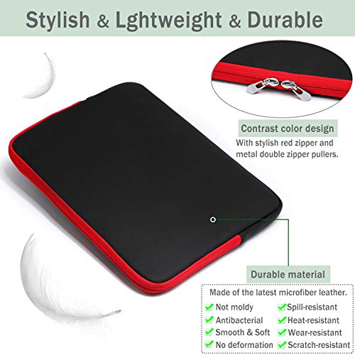 Hyzuo 13 Inch Laptop Sleeve Case Bag Compatible With Macbook Air 13 2018-2021 M1/Macbook Pro 13 2016-2021 M1/Ipad Pro 12.9 2018-2021 M1/ Xps 13/ Surface Pro X 7 6 5 4/ Samsung Galaxy Book S, Black Red #TOP4