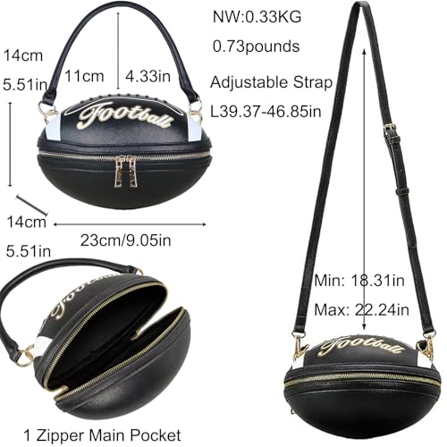 Image of Women Rhinestone Football Shaped Handbag Chain Crossbody Shoulder Bag Football Purse | Rugby, Unique, Novelty, Football