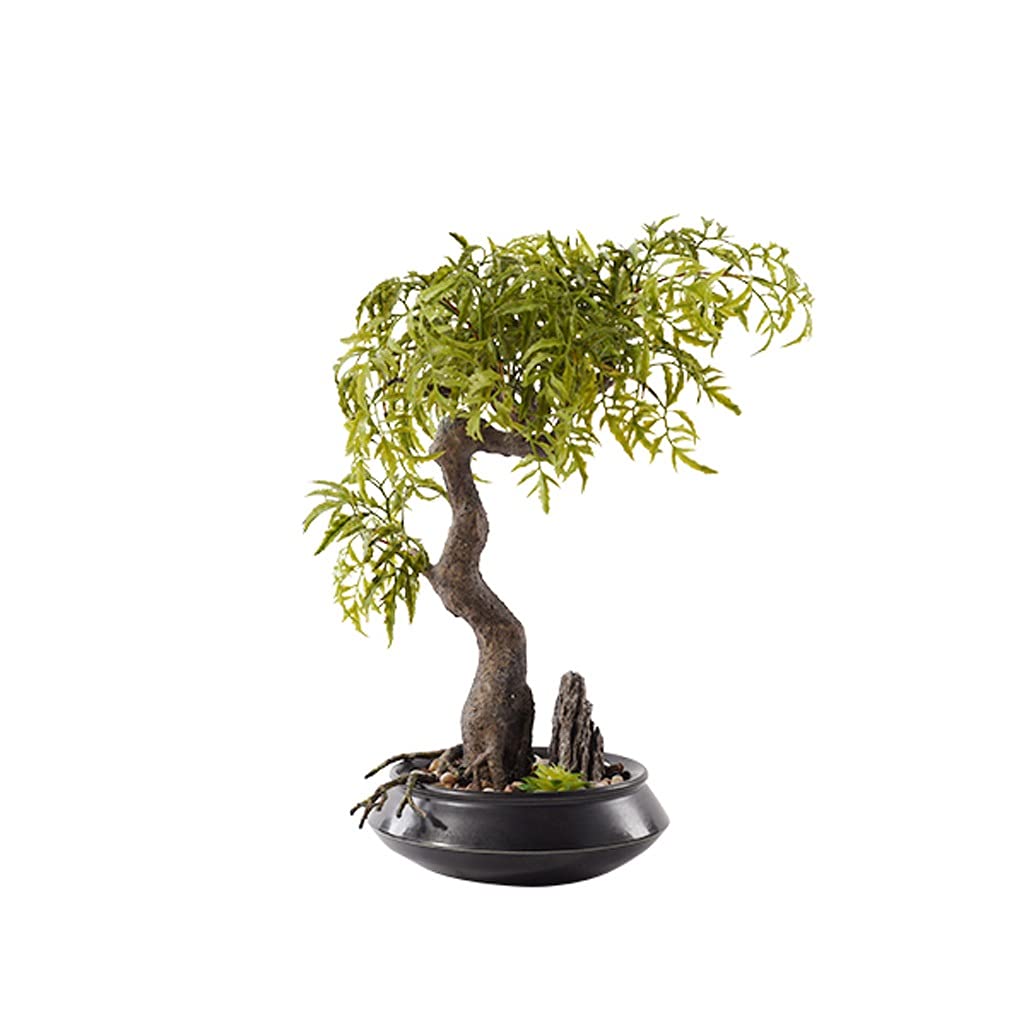 IUokLU Tree Fake Plant Artificial Bonsai Tree Decoration Office Zen Green Plant Bonsai Ceramic Pot Porch Combination Decoration 18.9 Inches Potted Tree Artificial