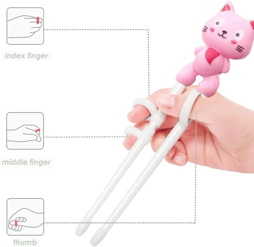 2 Pairs Kids Chopsticks - Cute Animal Cartoon Design, Plastic Training Chopsticks for Kids, Chopstick Helper/Trainer, by Bolonie