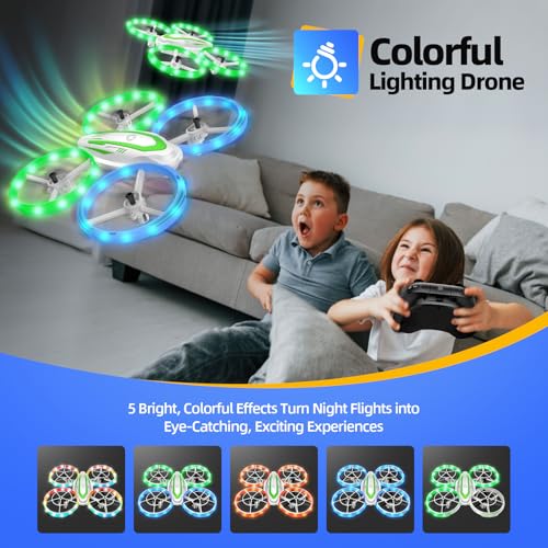 Mini Drone for Kids Beginners, RC Quadcopter Drone with Colorful Light, One Key Start, Altitude Hold, Headless Mode, 3D Flips, Indoor RC Helicopter Toy for Boys and Girls - image 2