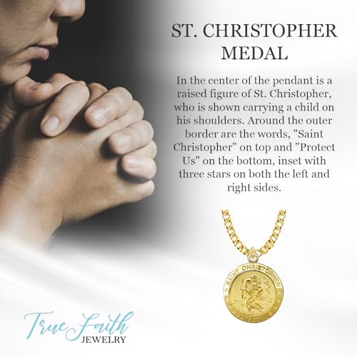 True Faith Jewelry Sterling Silver Saint Christopher Medal Patron Saint Pendant Necklace Religious Jewelry2