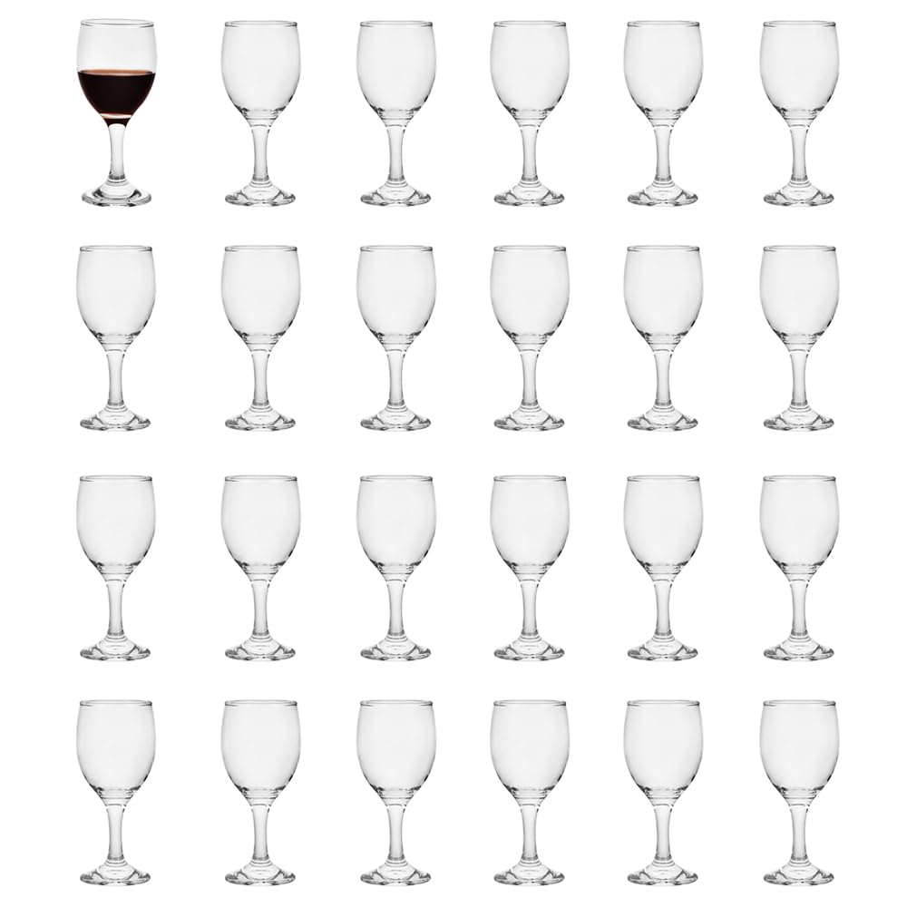 Juego de 24 copas clásicas de vino tinto de 120 ml, duraderas, transparentes, blancas, sin plomo, para fiestas (cristal, 24 unidades, 4 onzas)