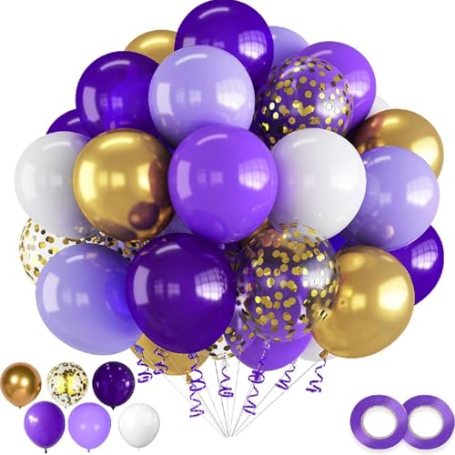 Image of 60PCS Purple and Gold Balloons,Purple and Gold Graduation Decorations Balloon Arch Kits,Suitable for Birthday Wedding Anniversary Festival Ceremony Decorations