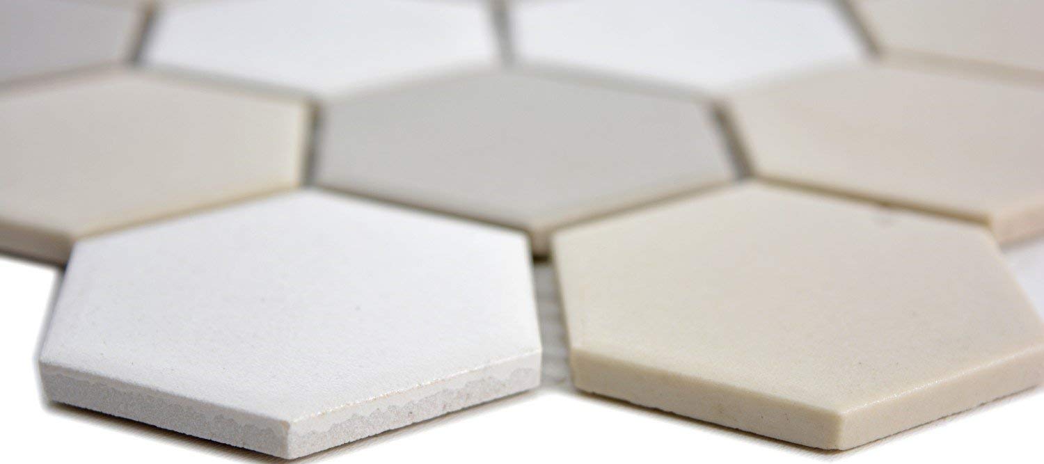 Azulejos de mosaico de cerámica hexagonal Blanco beige marrón Antideslizante cocina suelo baño pared ducha