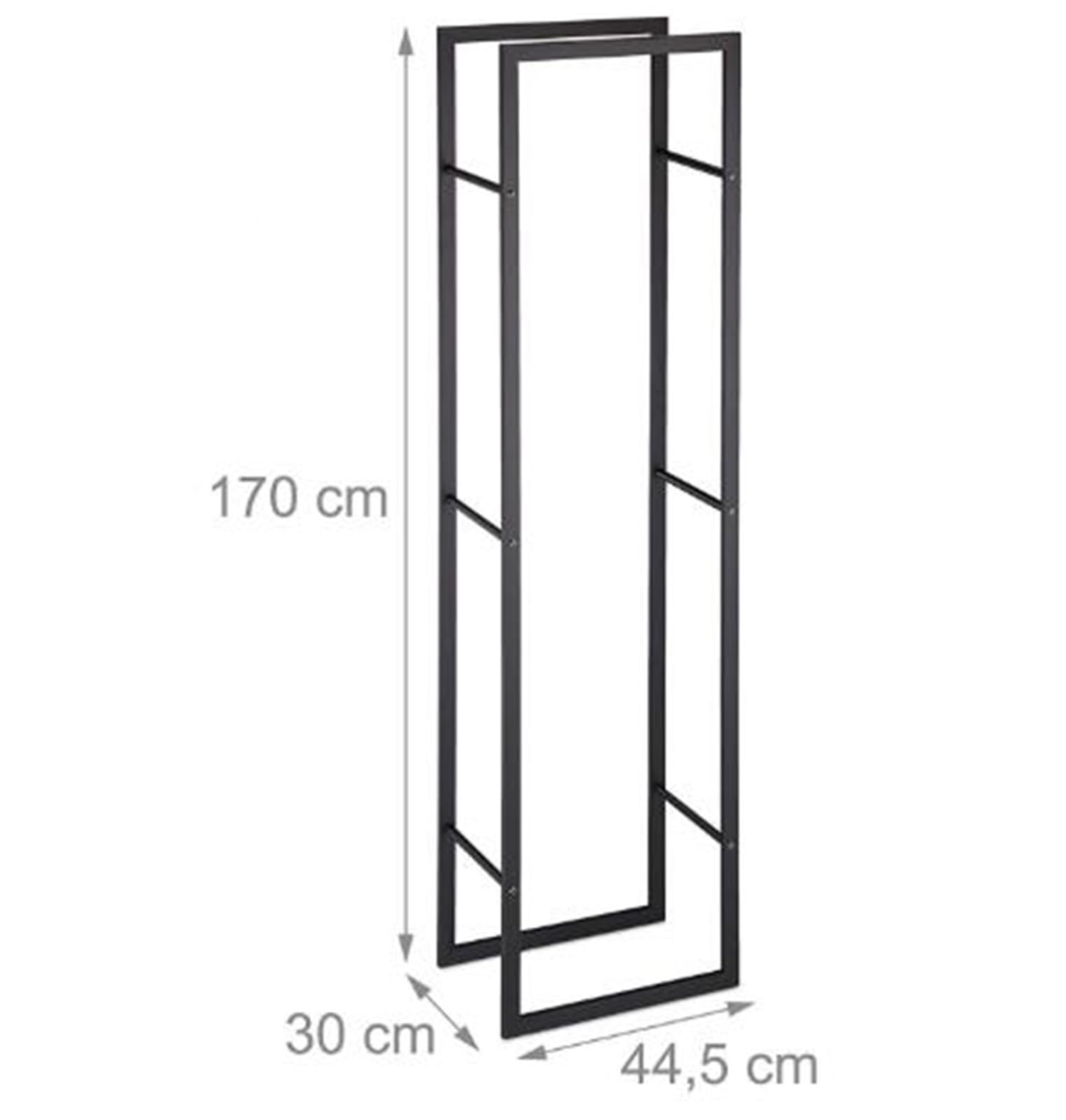 Leñero Alto de Metal para Interior, Soporte de Leña para Chimenea y Estufa, Estantería para Troncos, Negro, Secado y Apilado de Leña