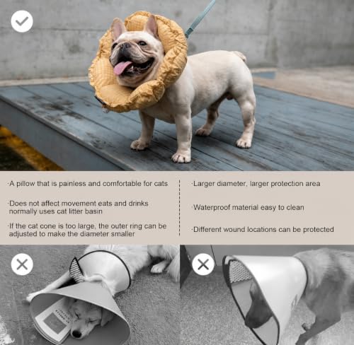 Image of H HIDREAM Dog Cone Collar Stress-Free Recovery Cone Alternative: Adjustable Depth & Diameter for Wide-Neck Dogs (Pugs, Bulldogs, Bullies) Daisy Yellow XL-B
