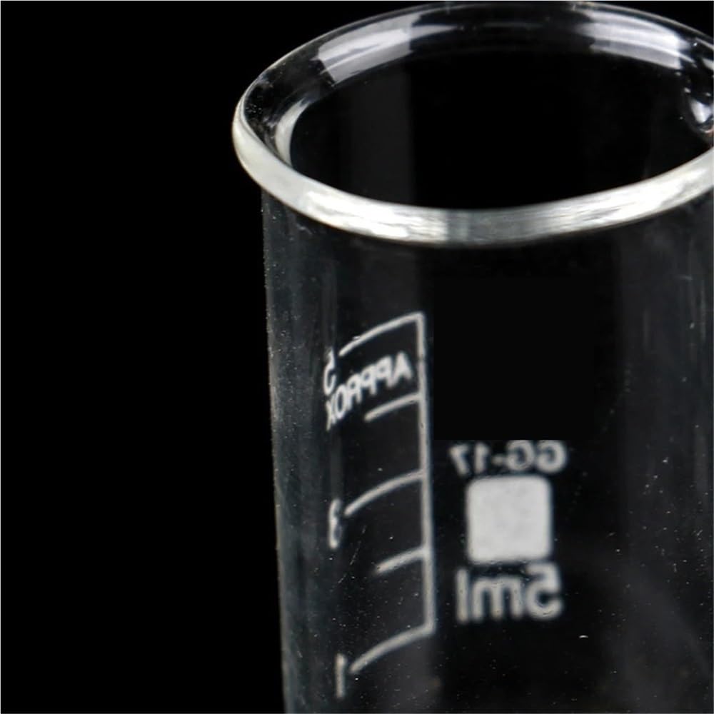Vaso medidor de Vidrio de Laboratorio de 5/10/25/50 ml, Juego de Vasos de Vidrio borosilicato, recipientes de Vidrio Transparente para medir líquidos.