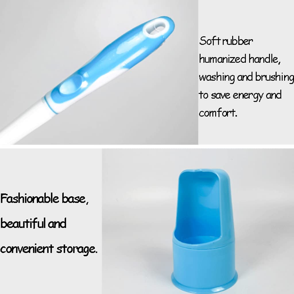 Moderno cepillo de inodoro de doble cara con soporte, herramienta de limpieza de plástico azul sin esfuerzo, fácil de ocultar, suministros de baño esenciales para el saneamiento del hogar