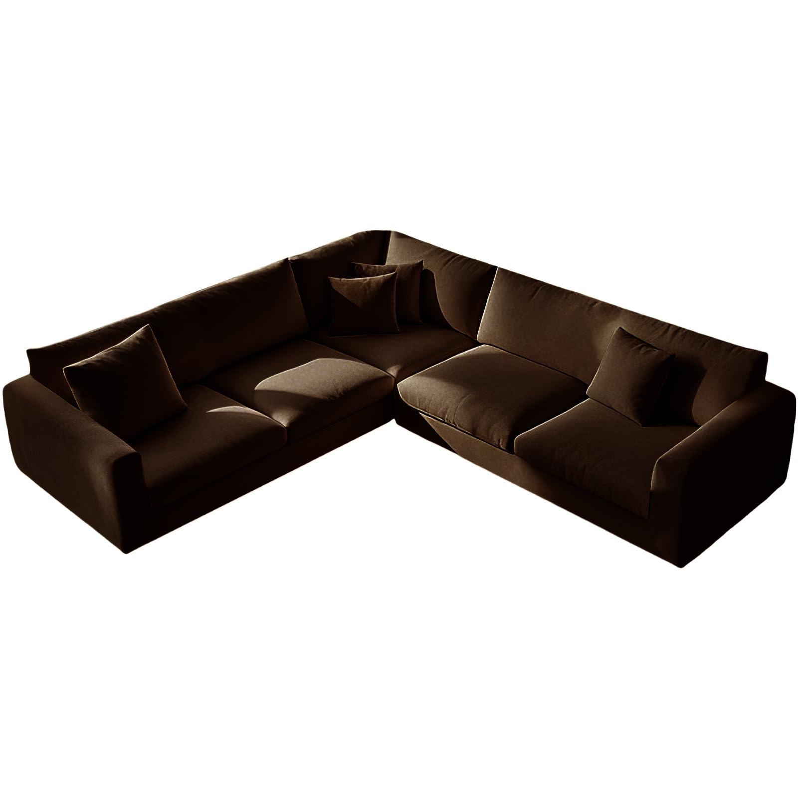 L Shape Corner Sofa Cover Stretch Velvet Sectional Couch Covers 1/5/6/7 Seater Sofa Slipcovers Soft Non-Slip Furniture Protector (Brown,5 Seat-2C2 8 PCS)