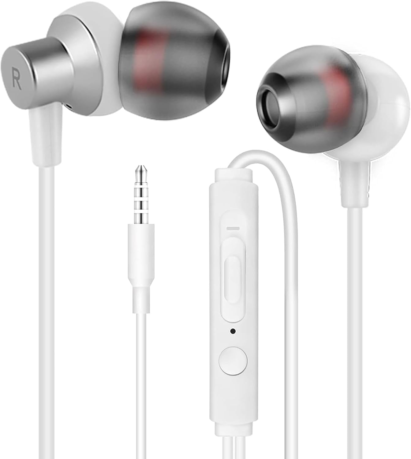 Wired Earphones WI7, In-Ear Headphones Wired for Gaming Laptop | Metal Earbuds with Mic & Volume Control, S/M/L Silicone Tips, Passive Noise Isolation, 3.5mm Jack Earphones for Computer, PS5