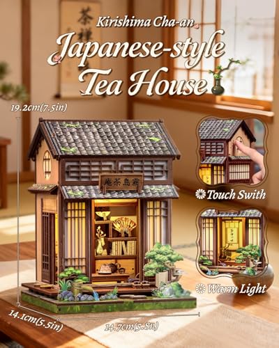 Image of CUTEBEE Book Nook - Dollhouse Kit for Adults, Japanese Tea House, DIY Miniature House, 3D Wooden Puzzle, Bookshelf Decor Gifts（Kirishima Cha-an)