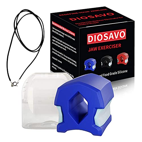 DIOSAVO Upgraded Jaw Exerciser - Smaller Size For Better Fit - Double Chin Reducer Eliminator - Define Your Jaw Line (Blue - StartLevel)