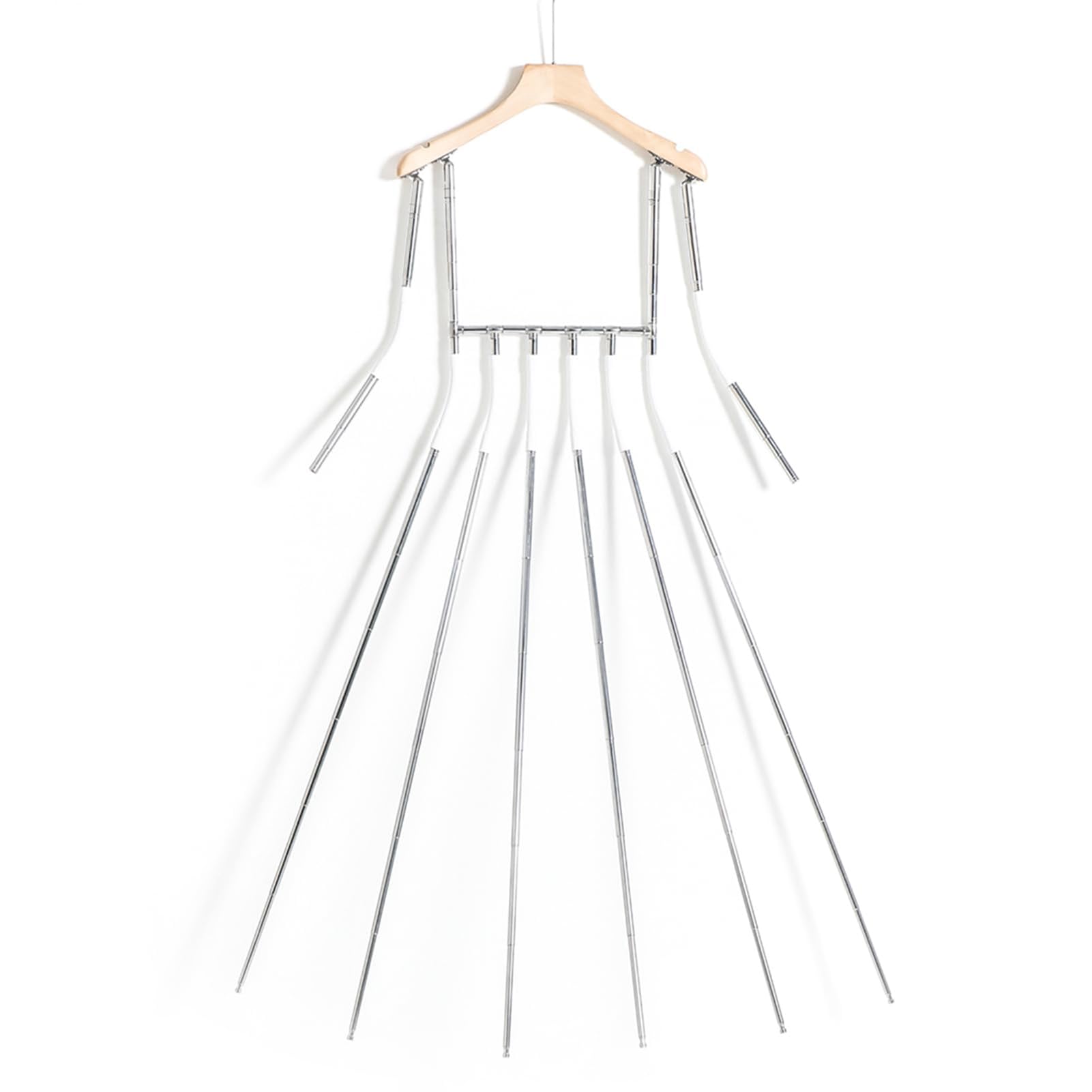 Maniquí portátil con percha larga ajustable y diseño telescópico para ropa