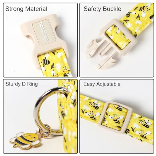 DOGWONG Cute Cotton Dog Collar for Small Medium Large Dogs Cute Yellow Bee Dog Collar for Boy Girl Dogs,S by DOGWONG - Image 3