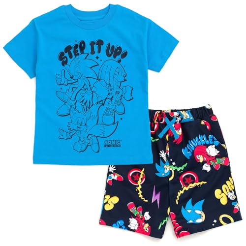 Image of SEGA Sonic the Hedgehog Athletic T-Shirt and Mesh Shorts Outfit Set Toddler to Big Kid Sizes (2T - 18-20)