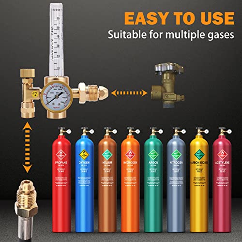 Argon Co2 Regulator, Tig Mig Welding Regulator Argon Flow Meter With 6.6Ft Gas Hose Cga-580 Inlet 0-3500Psi Pressure Gauge 10-60 Cfh #TOP5