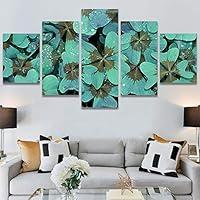 SIGNWIN 5 Panel Canvas Wall Art Modern Art Decorative Elements Expressive Leaves Multicolor Patterns Photography for Home Decorations Ready to Hang - 60