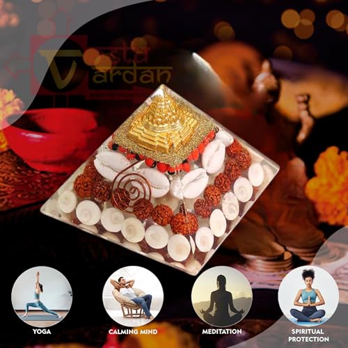Image of Laxmi Pyramid | 3-Inch Goddess Laxmi Pyramid for Wealth, Prosperity, and Abundance | Handmade Spiritual Decor for Home and Office | Vastu Remedy for Success