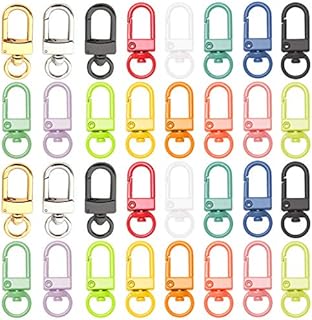 32PCS Metal Lobster Claw Clasps for Keychain Rings Multicolor Swivel Lanyards Trigger Snap Hooks Strap for Bags DIY Crafts Jewelry Making Accessories, 34x14x6.5mm (16 Colors)